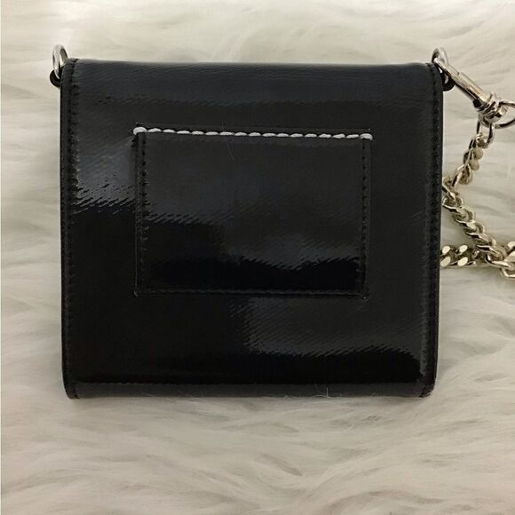 MM6 Maison Margiela Logo Black Folding Small Wallet On A Chain - Picture 3 of 16